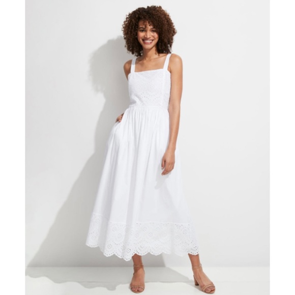 Vineyard Vines Dresses & Skirts - Vineyard Vines Palm Beach Lately Smocked Eyelet Maxi Dress White Cotton Pockets